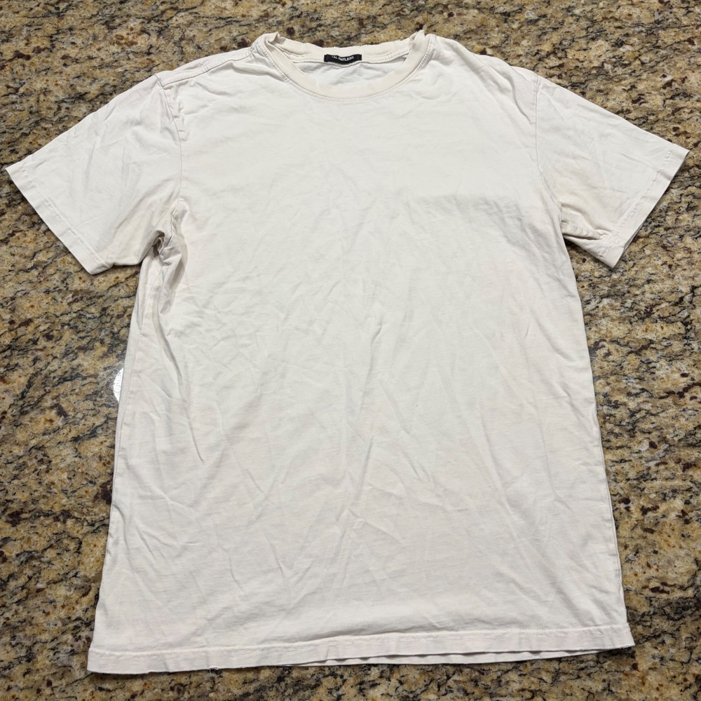Talentless Mens Short Sleeve Crew Neck T-Shirt Off White Cream Basic Tee ws